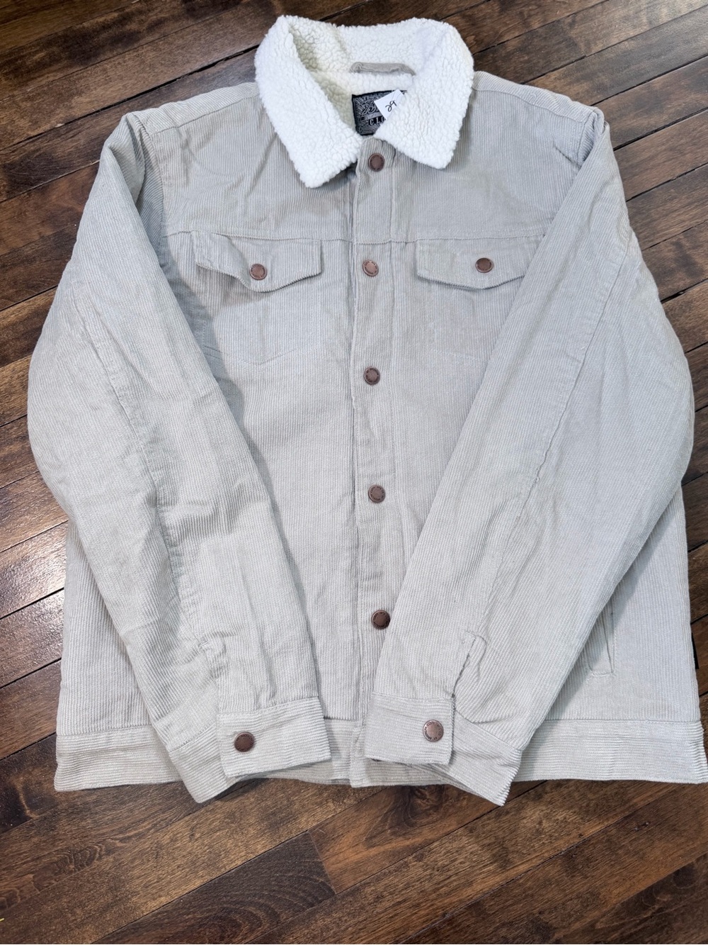 Brooklyn Cloth Light Gray Corduroy Sherpa-Lined Field Jacket